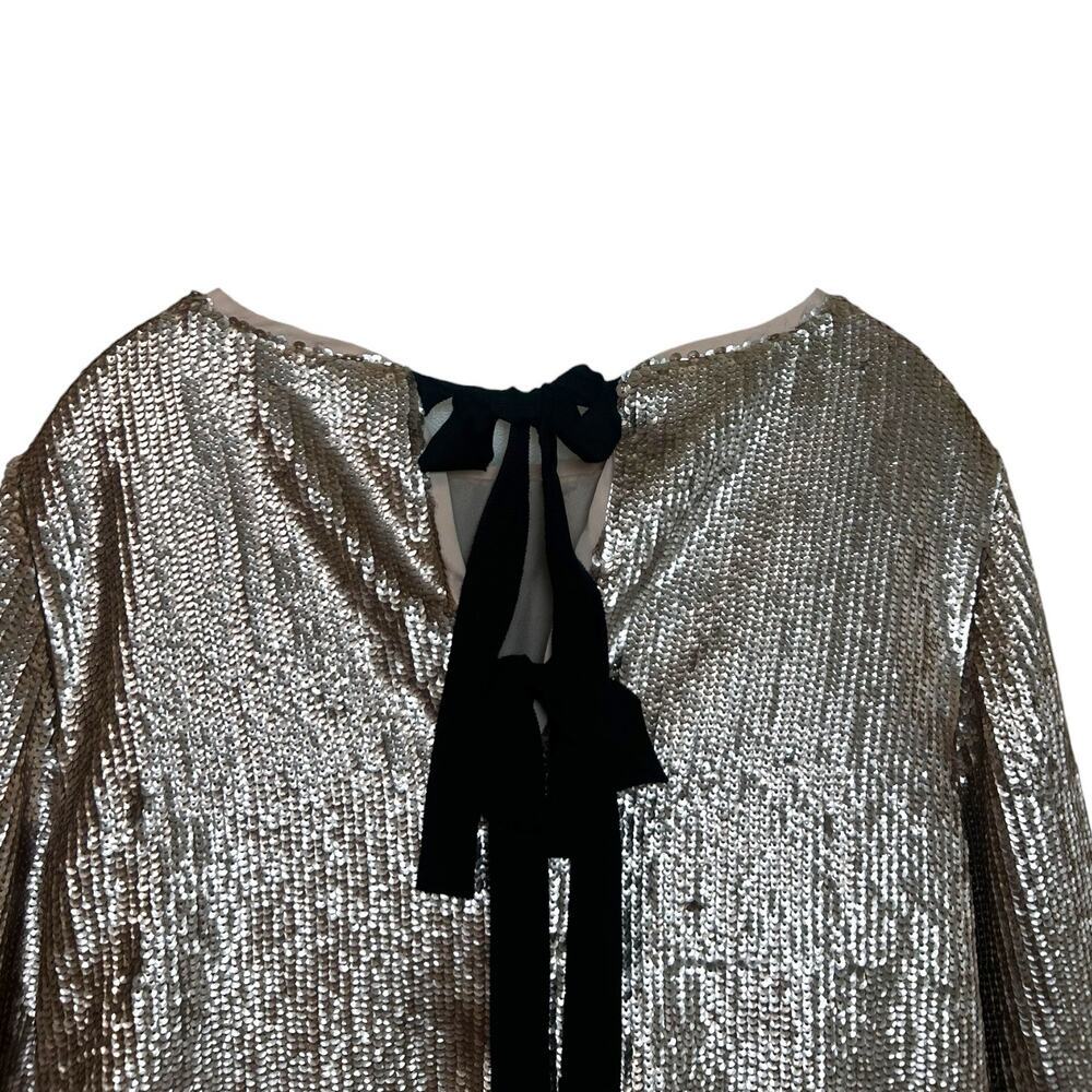 J. Crew - Women's Rose Gold Sequin Crop Top, Back Bow Ties - Gold, Black, Size 8 - Picture 7 of 13